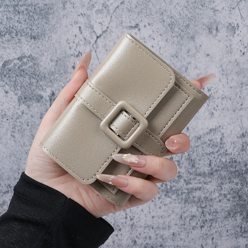 2025 New Women's Compact Wallet with Buckle Design, Minimalist Korean Style, Perfect for Daily Use and Student Fashion