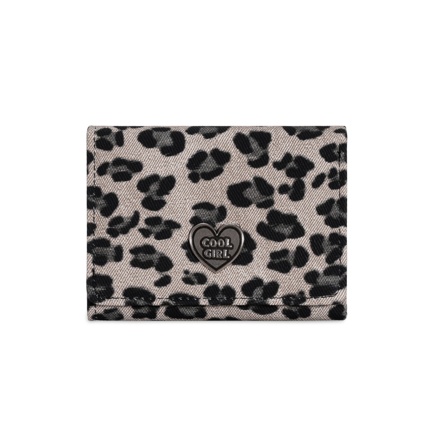 Chic Leopard Print Trifold Wallet with Heart Charm for Women, Fashionable and Spacious Design