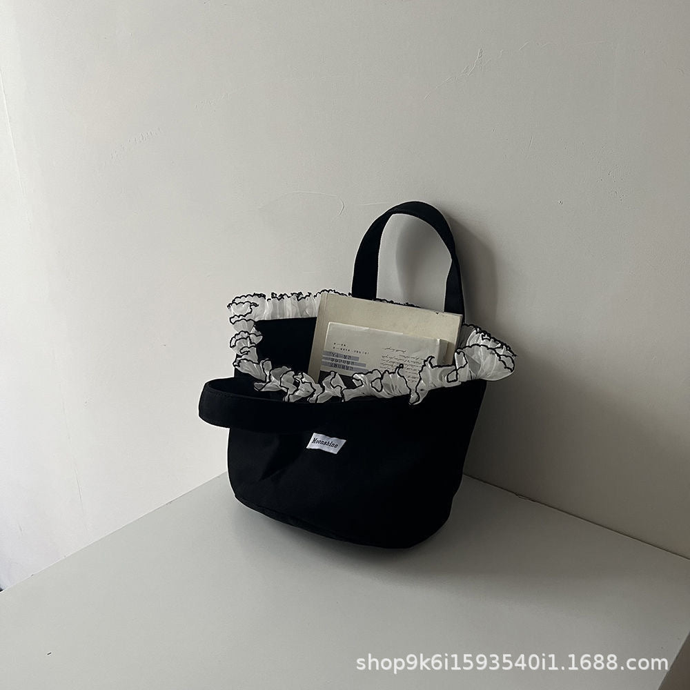 Korean Style New Lace Portable Canvas Bag Large Capacity Portable Bag