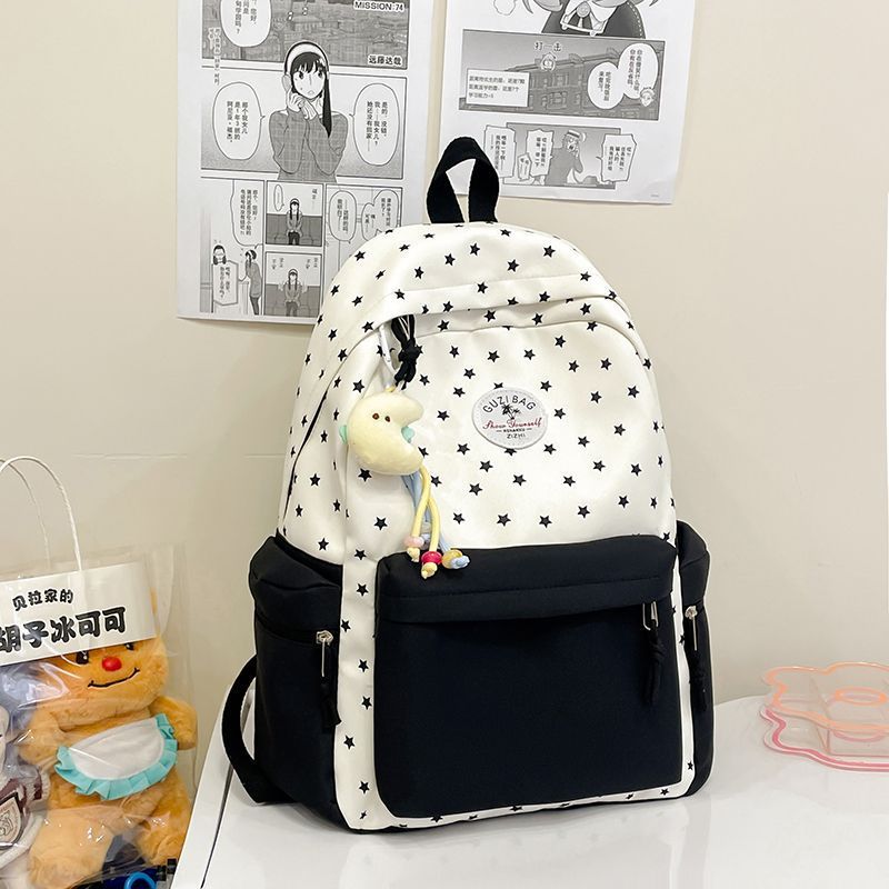 Women's Backpack Large Capacity Lightweight Design Contrast Color Fashion Curved Shoulder Strap Comfortable Carrying