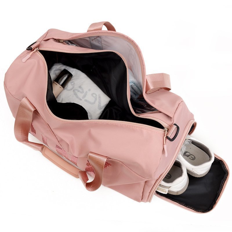 Pink Gym Bag Men's and Women's New Outdoor Travel Bag Portable Large Capacity Nylon Waterproof Shoes Warehouse Bag