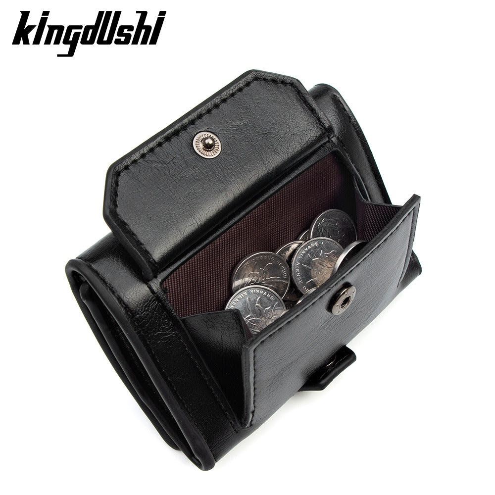 Men's Stylish Trifold Wallet with Multiple Card Slots and Coin Pocket, PU Leather Design with Stitching Details