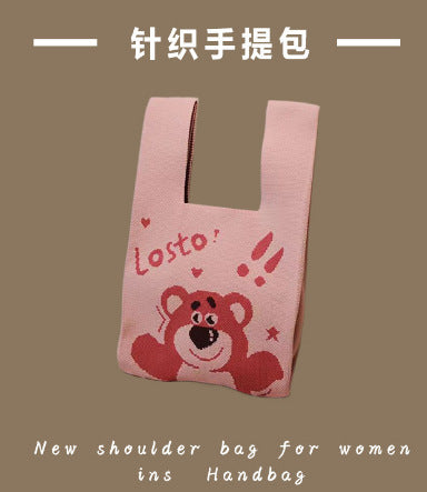 Vest Bag Women's Korean Knitted New Year Knitted Bag Hand Bag Knitted Oblique Bag