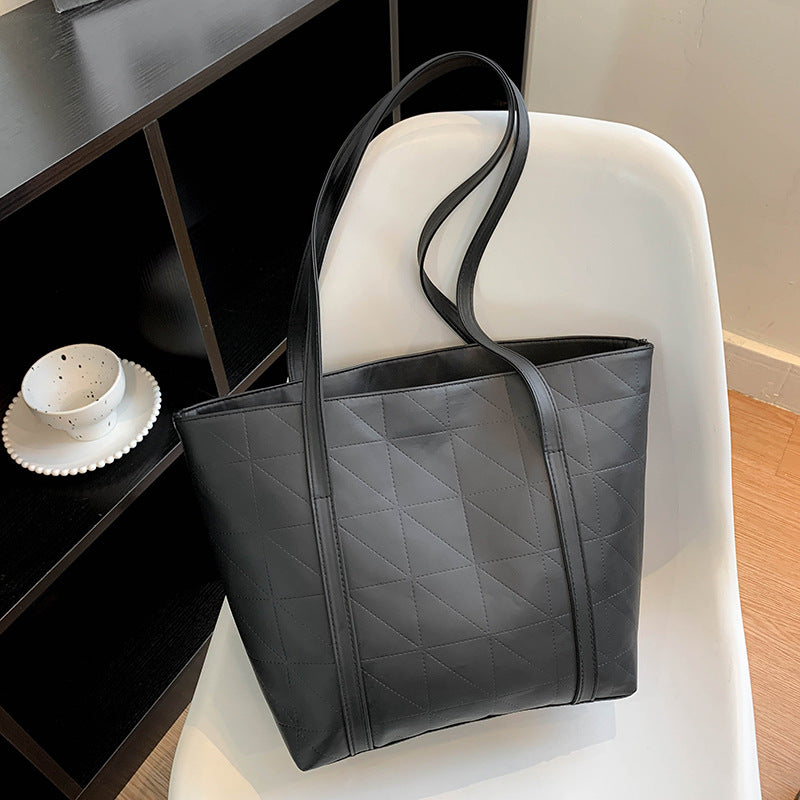 New Fashion Simple Large Capacity Totes Women's Geometric Stitching Design Everyday Joker One Shoulder Underarm Bag