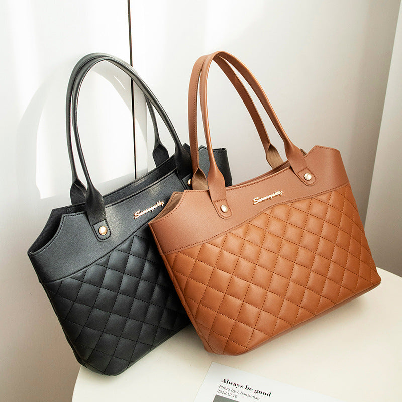 Stylish Quilted Tote Bag for Women with Elegant Embroidery Design and Spacious Interior