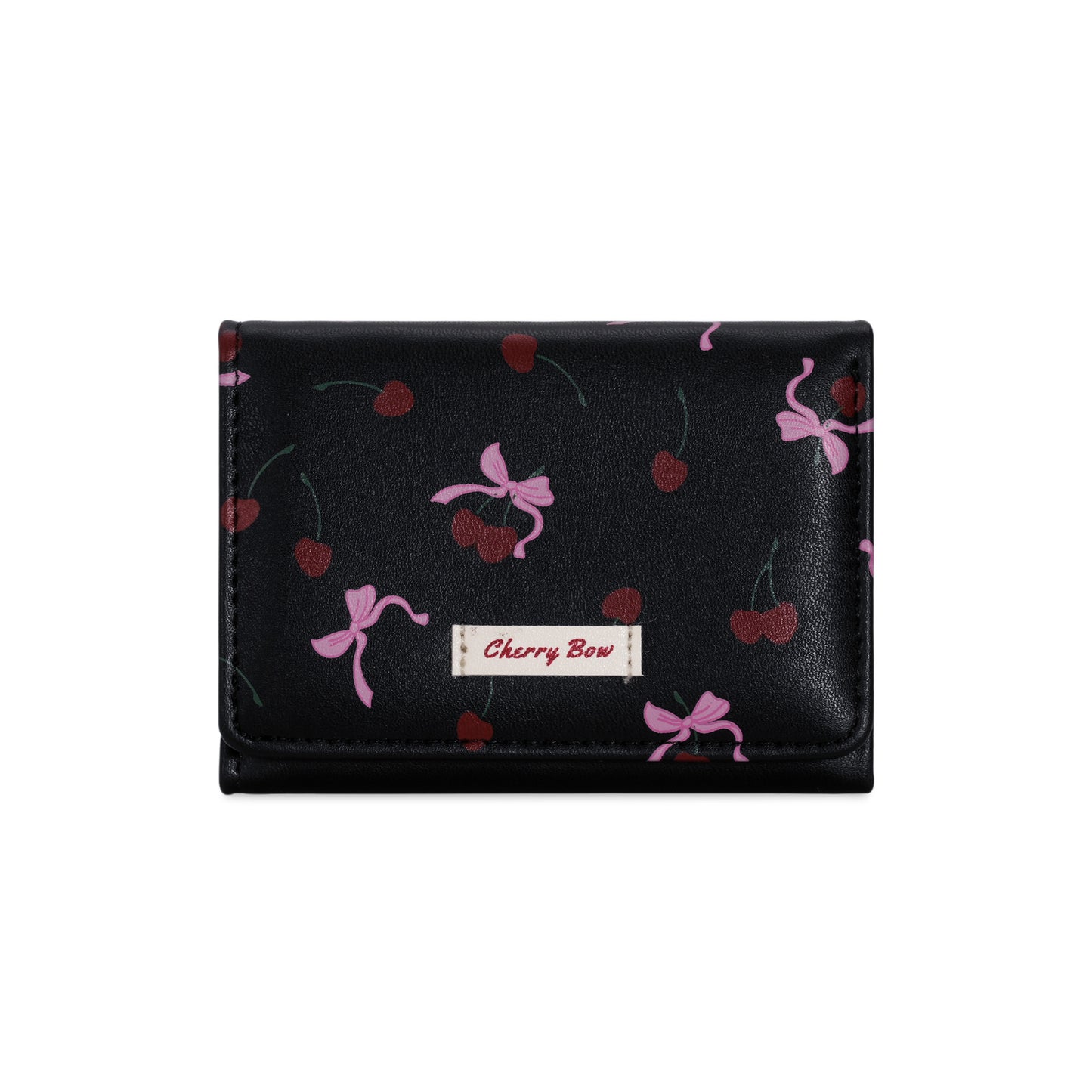 Cute Cherry Pattern Three-Fold Wallet for Women, Fashionable and Spacious Daily Use Purse with Sweet Design