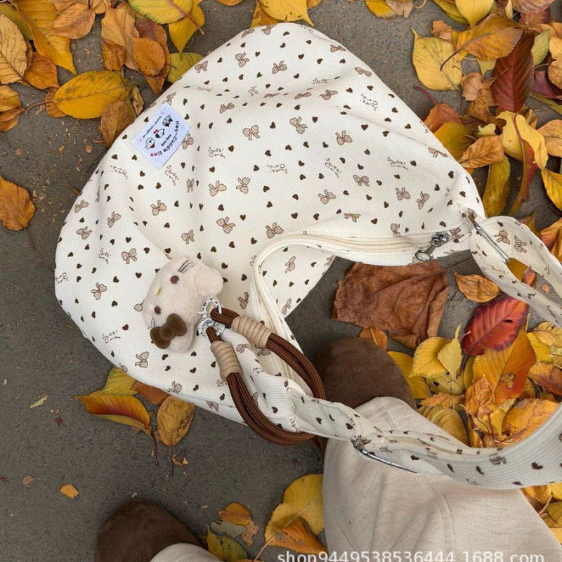 Women's Shoulder Bag New Korean Style Large Capacity Totes Polka Dot Pattern Cute Commute Leisure All-Match Shoulder Bag