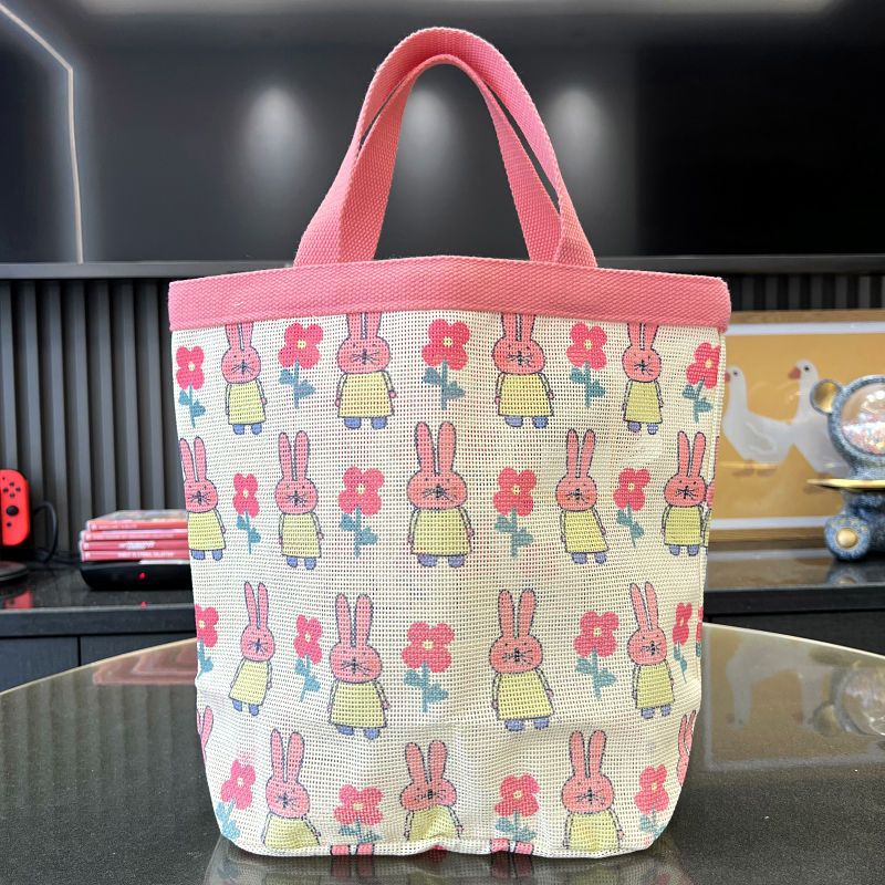 New Korean Style Fresh Floral Fashion Mesh Bag Portable Storage Cute Flower Picnic Bag