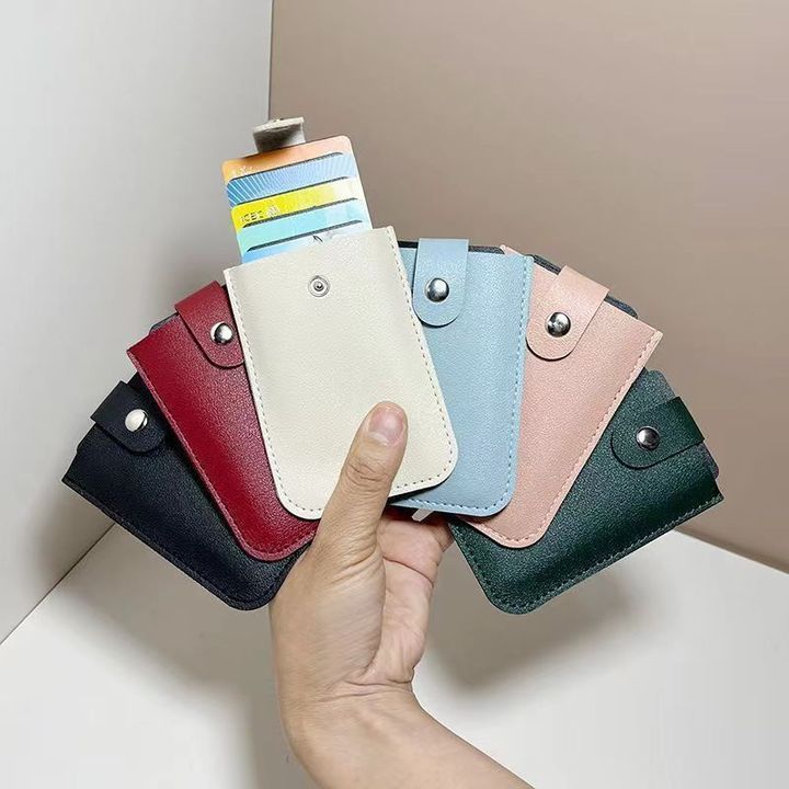 Stylish Leather Card Holder with Multi-Slot Design, Anti-Magnetic Protection and Convenient Pull-Out Feature for ID, Bank Cards and More