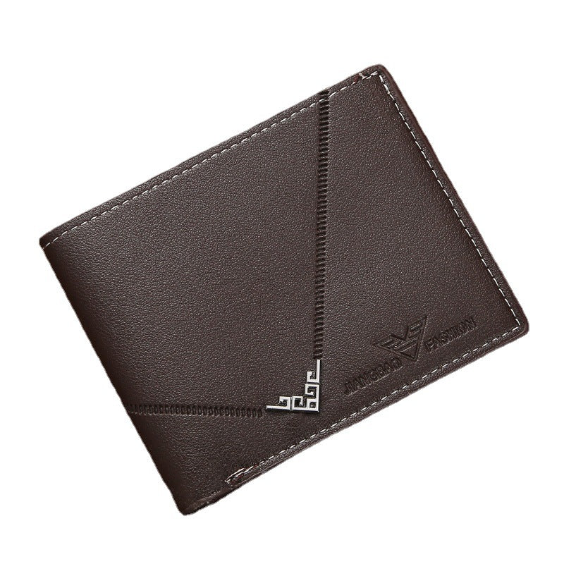 Men's Fashionable Slim Wallet with Geometric Design and Multi-Card Slots, Lightweight and Durable PU Leather