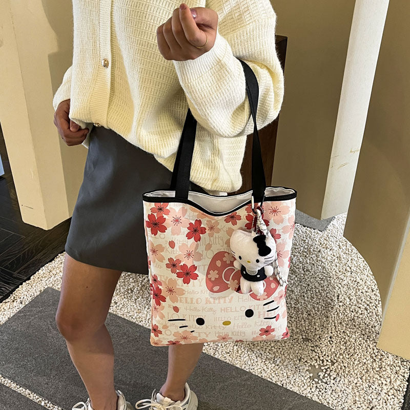 Handbag Women's Large Capacity Fashion New Hello Kitty Cartoon Portable All-Match Single-Shoulder Bag