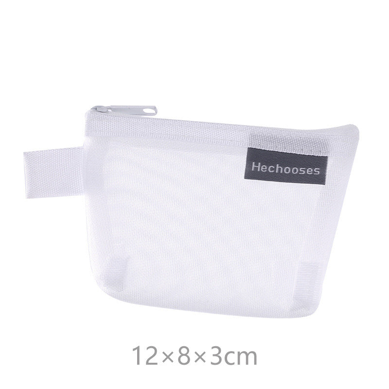 Transparent Mesh Storage Pouches for Cosmetics, Keys, Cards, and Travel Essentials - Modern Minimalist Design