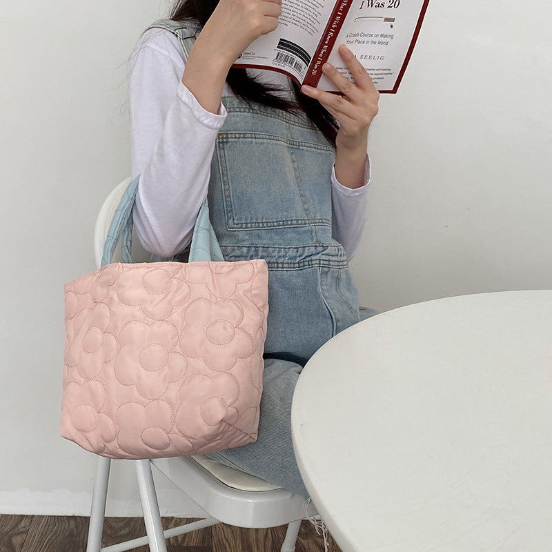 Milk Fufu with Hand Bag Korean Style Contrast Color Sweet Storage Bag Cloth Bag