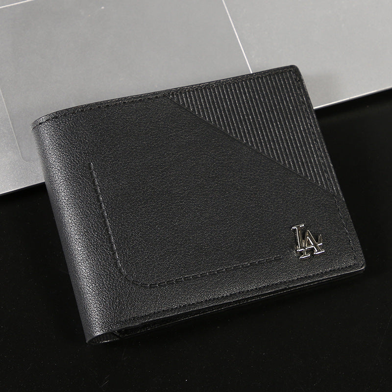 Elegant Men's Short Wallet with Multiple Card Slots, Durable PU Leather, VintageŷÃÀ Style with Stitching Detail