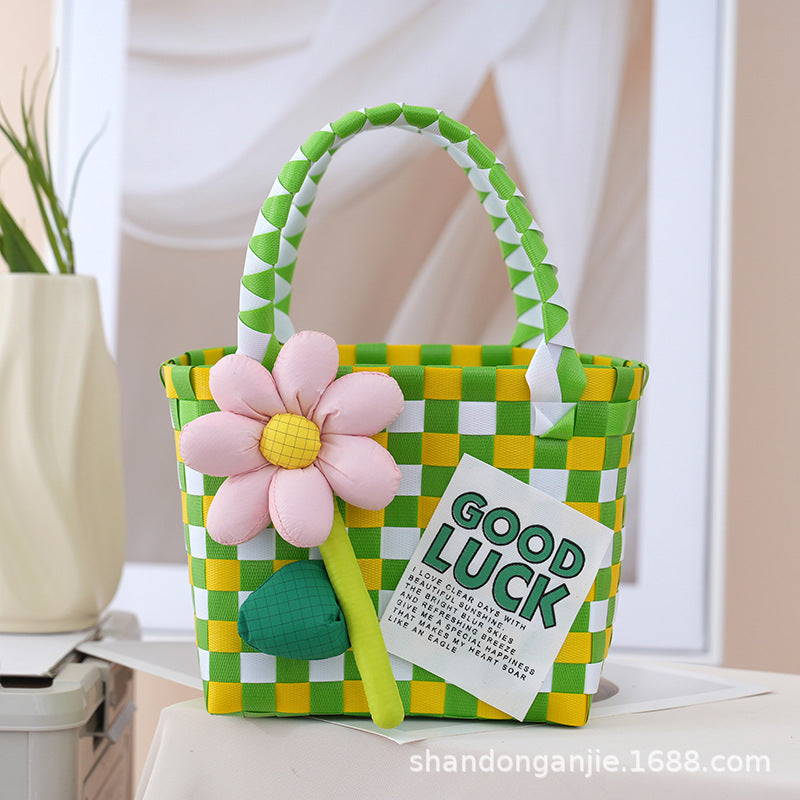 Dopamine Color Gift Bag Large Capacity Portable Vegetable Basket Crossbody Outdoor All-Matching Handbag Fashion