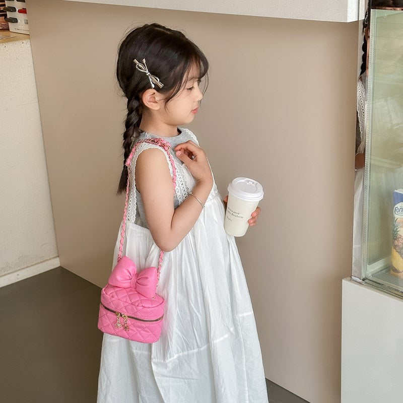 Women's Bag Fashionable Pu Western Style Fashion Sweet Little Princess Diamond Embroidery Thread Bow Chain Candy Color Shoulder Messenger Bag