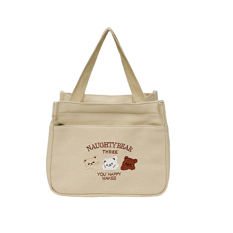 Lunch Bag Female Fashion Japanese Style Cute Canvas Bag Baby Mom Personality Lightweight Tote