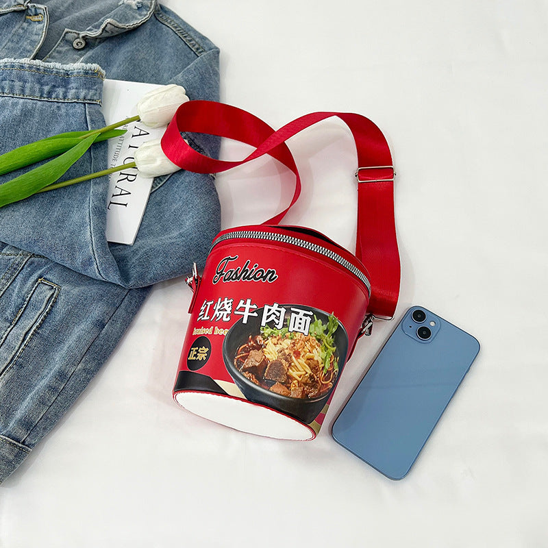 Fashion Braised Beef Noodle Women's Bag New Korean Style Personalized All-Match Instant Noodles Container Shoulder Bag