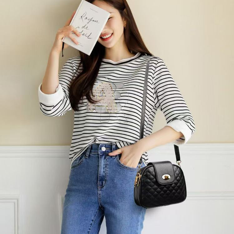 Elegant Diamond-patterned Mini Shoulder Bag Women's Fashionable Crossbody Bag with Adjustable Shoulder Strap Everyday Joker Trendy Style