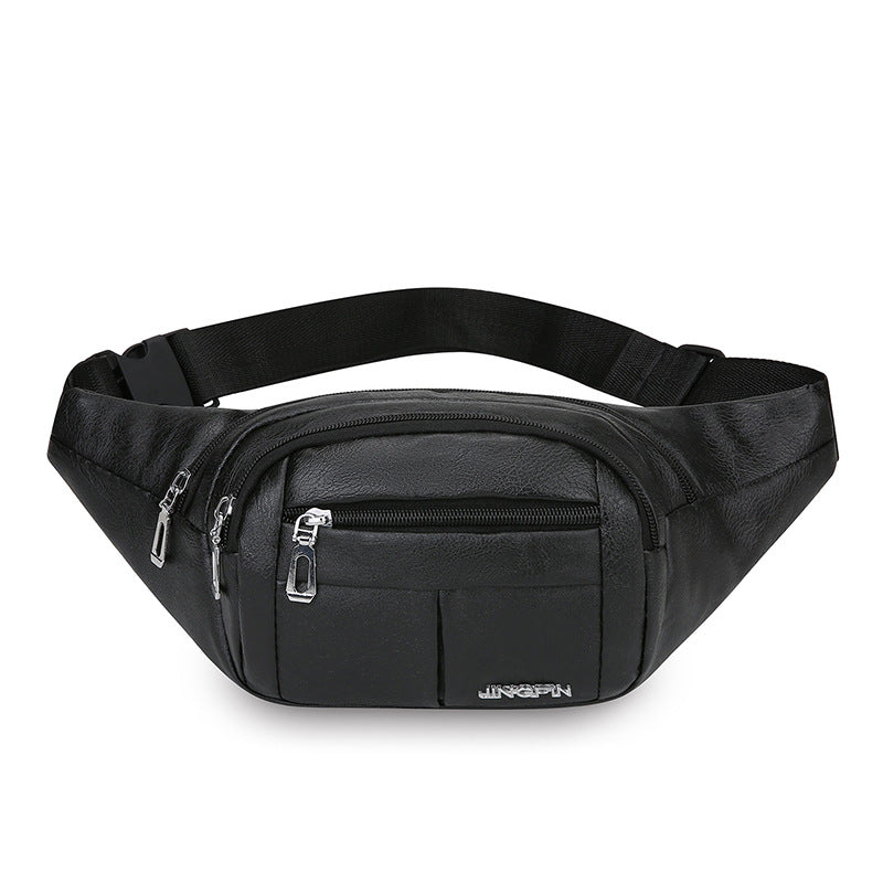 Chest Bag Men's Multi-Compartment Outdoor Sports Hard-Wearing Crossbody Bag Pu Waterproof Waist Bag