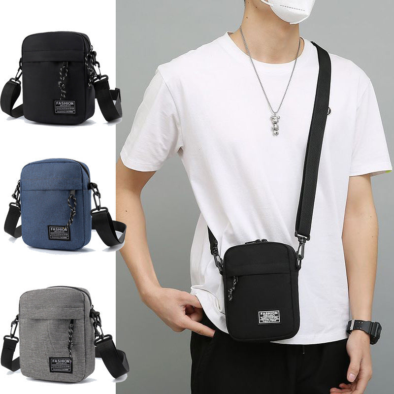 Crossbody Bag Men's Waterproof and Hard-Wearing Canvas Mobile Phone Bag Adjustable Shoulder Strap Design Suitable for Daily Travel and Outdoor Activities