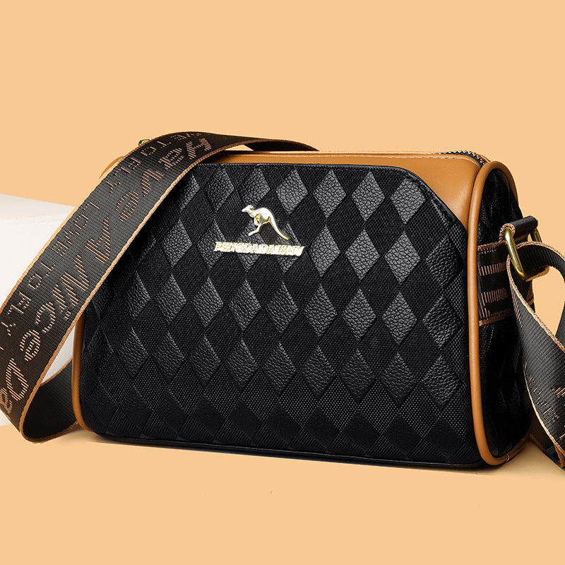 New Light Luxury Rhombus Wide Shoulder Strap Large-Capacity Crossbody Bag Fashion All-Match Women's Shoulder Fashion Design