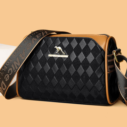 New Light Luxury Rhombus Wide Shoulder Strap Large-Capacity Crossbody Bag Fashion All-Match Women's Shoulder Fashion Design