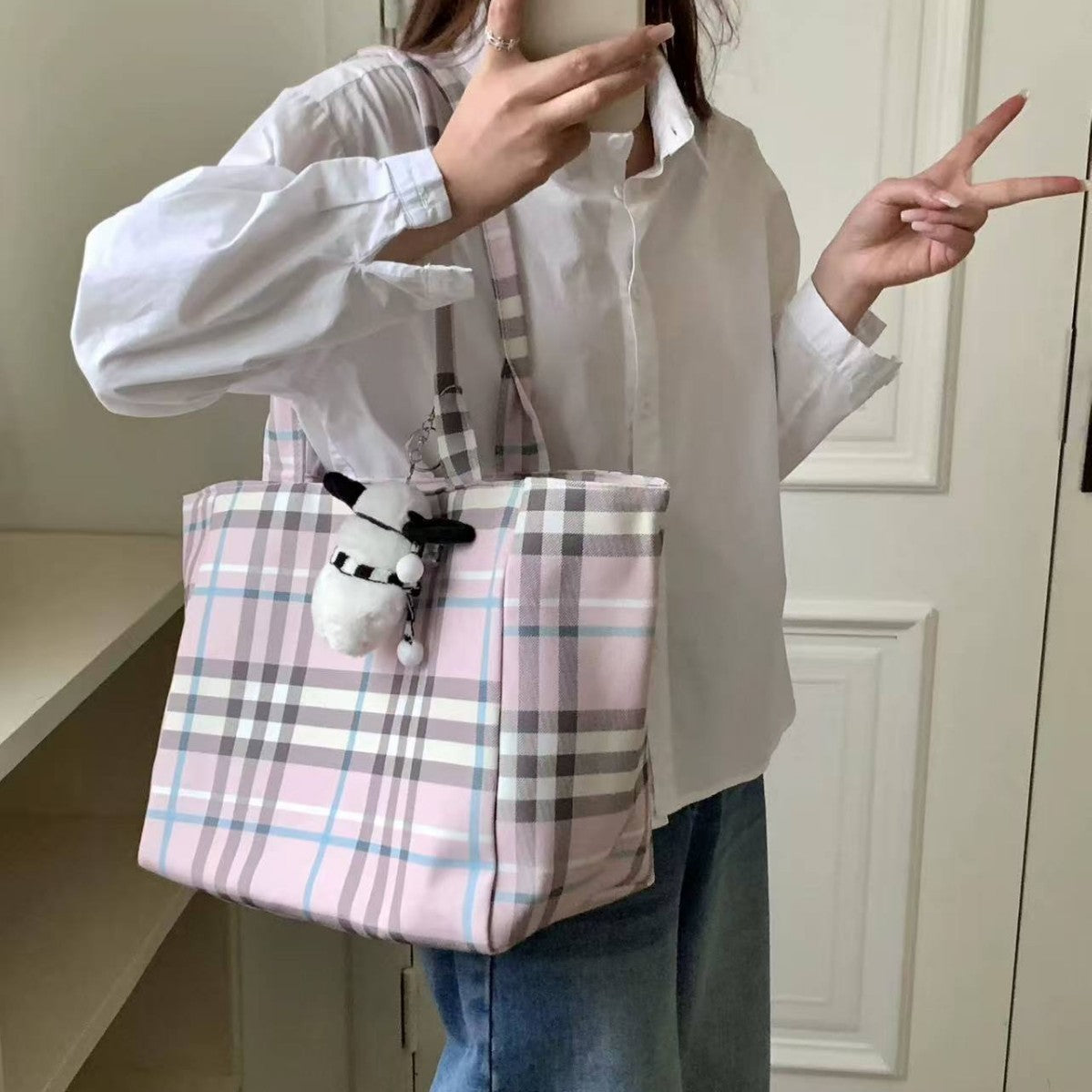 Korean Style Women's Tote New Large Capacity Shoulder Bag Daily Commute Student's Canvas Bag