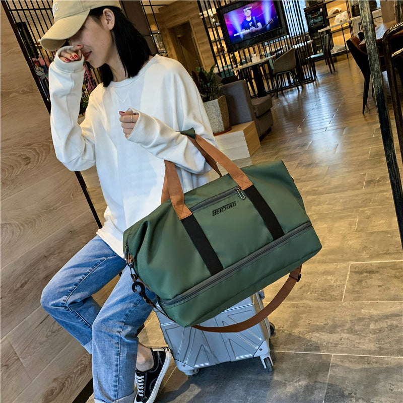 New Gym Bag Dry Wet Separation Large Capacity Independent Shoe Warehouse Business Trip Gym Bag Coverable Handle Travel Bag