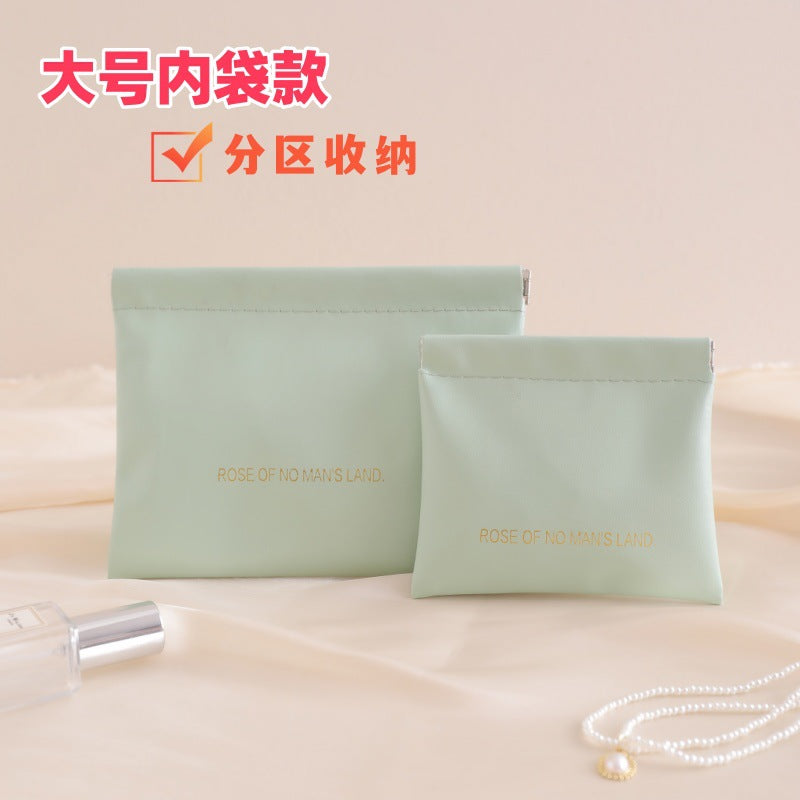 Minimalist PU Wallet with Auto-Closure Design for Earphones, Makeup, and Daily Essentials - Compact & Stylish