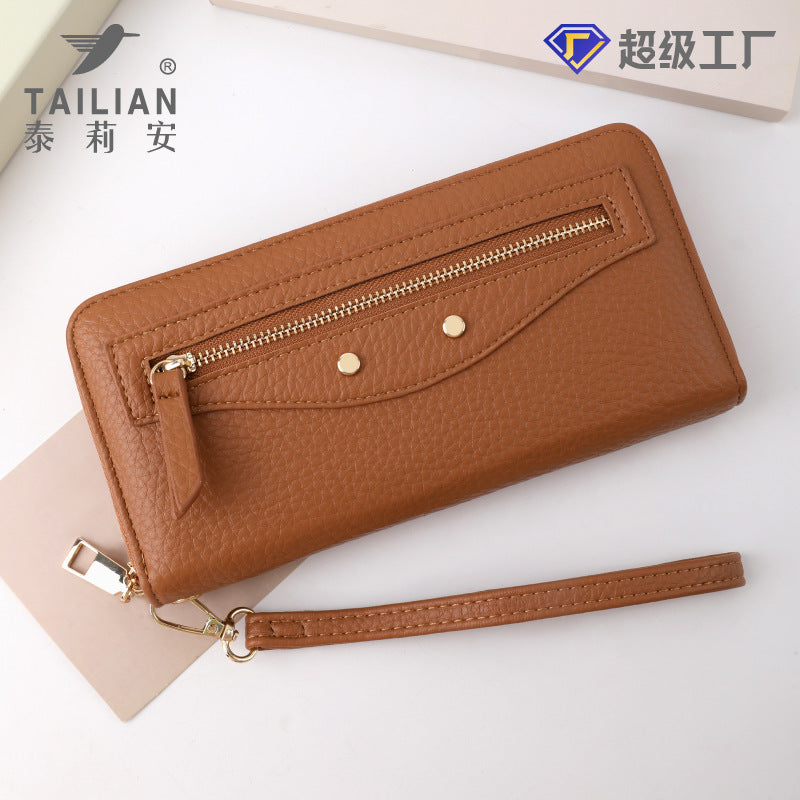 Stylish Zippered Long Wallet for Women withÀó֦ Texture and Coin Pocket, Fashionable Everyday Accessory