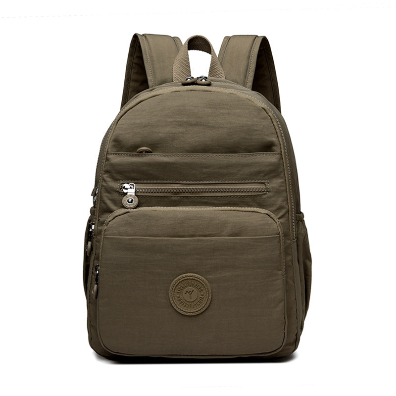 Lightweight Breathable Nylon Backpack for Travel and School, Fashionable Street Style with Multiple Pockets and Zipper Closure