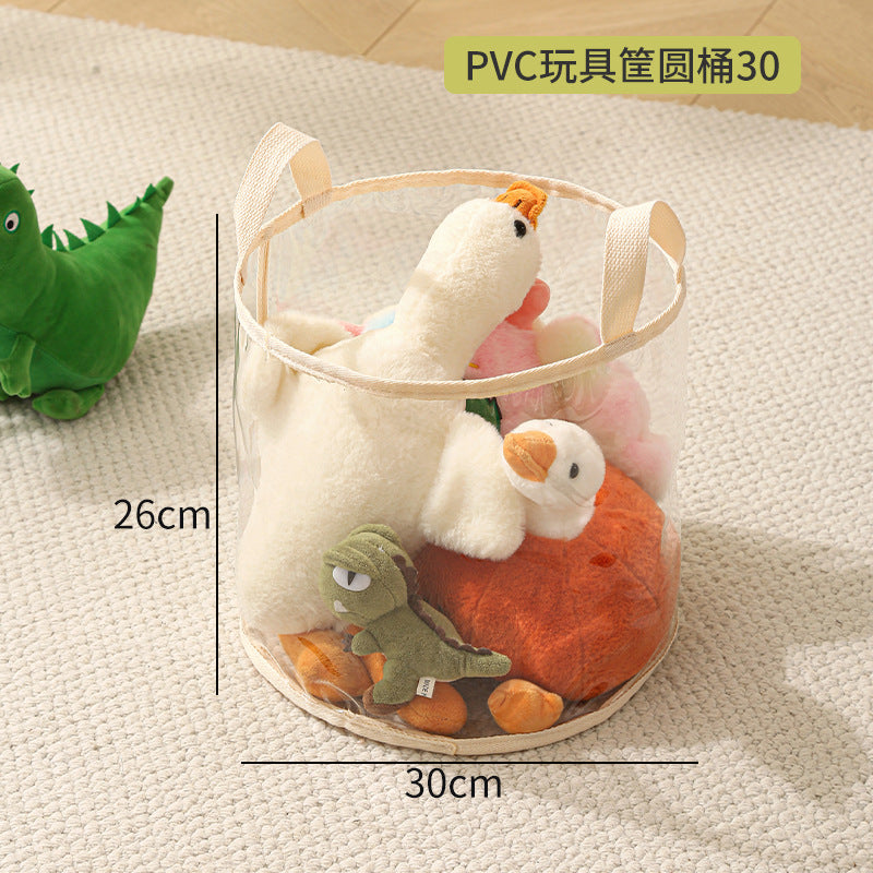 Transparent Storage Basket for Toys and Daily Essentials, Waterproof and Foldable Design with Large Capacity
