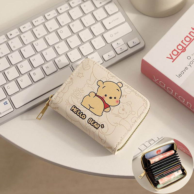 New Expanding Card Holder Zipper Wallet Certificate Good-looking High-Grade Children Student Waterproof Bear Female Male