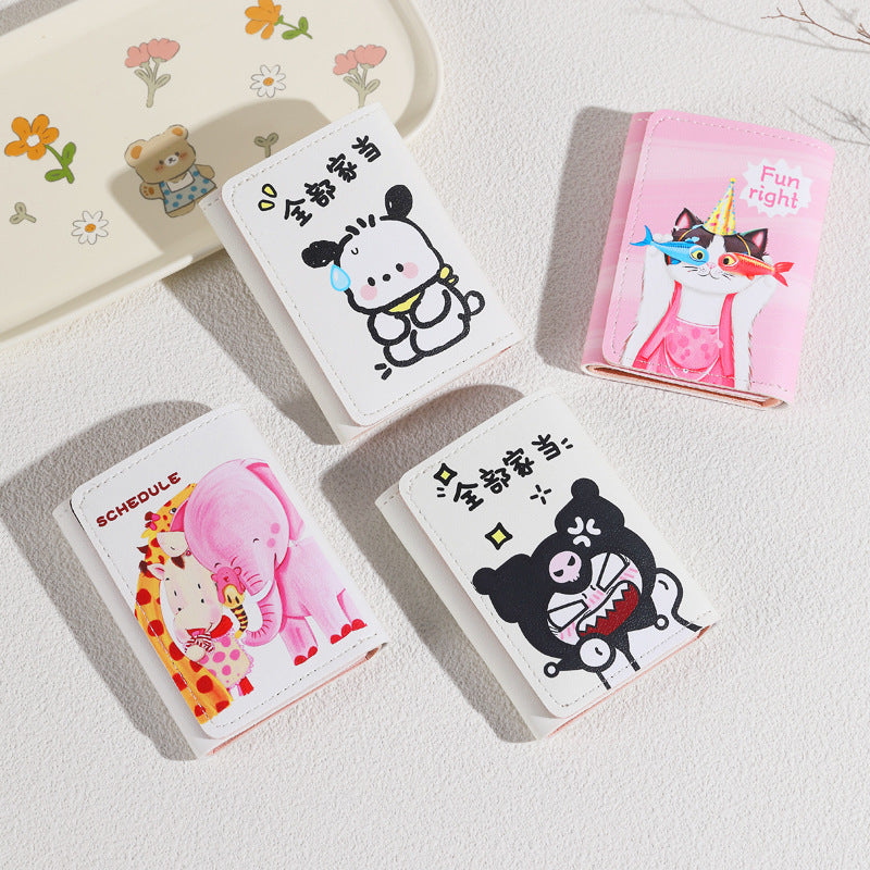 New Portable Wallet Small Large Capacity Three Fold Female Cute Cartoon Mini Purse Student Short Wallet Niche