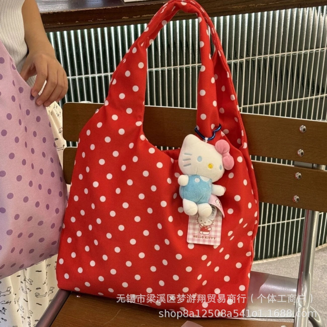 New Polka Dot Tote Bag Women's Large Capacity Commuter Shoulder Bag Fashion All-Match College Style Simple Design with Cute Pendant Daily Travel Essential