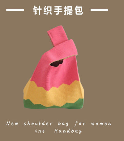 Vest Bag Women's Korean Knitted New Year Knitted Bag Hand Bag Knitted Oblique Bag