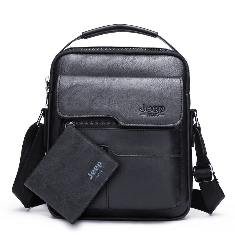 Retro Men's Shoulder Bag with Large Capacity, PU Leather Crossbody Bag for Business and Casual Use, Featuring Zipper Pockets and Stylish Stitching Design