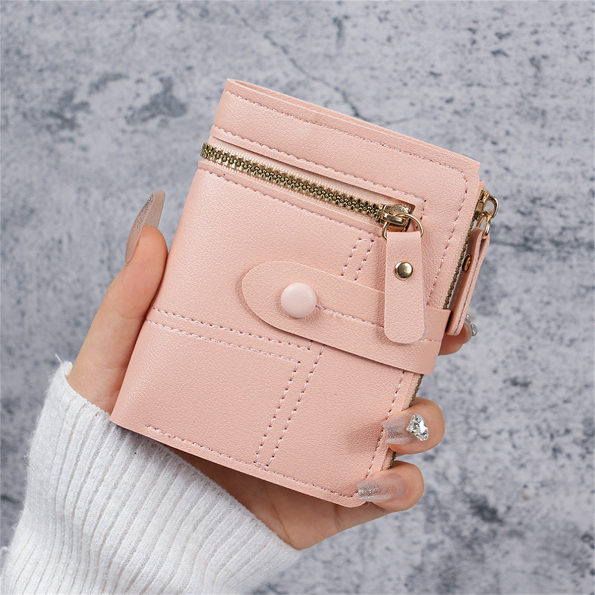 Chic Mini Wallet for Women with Zipper and Card Slots, Lightweight and Compact Design for Everyday Use