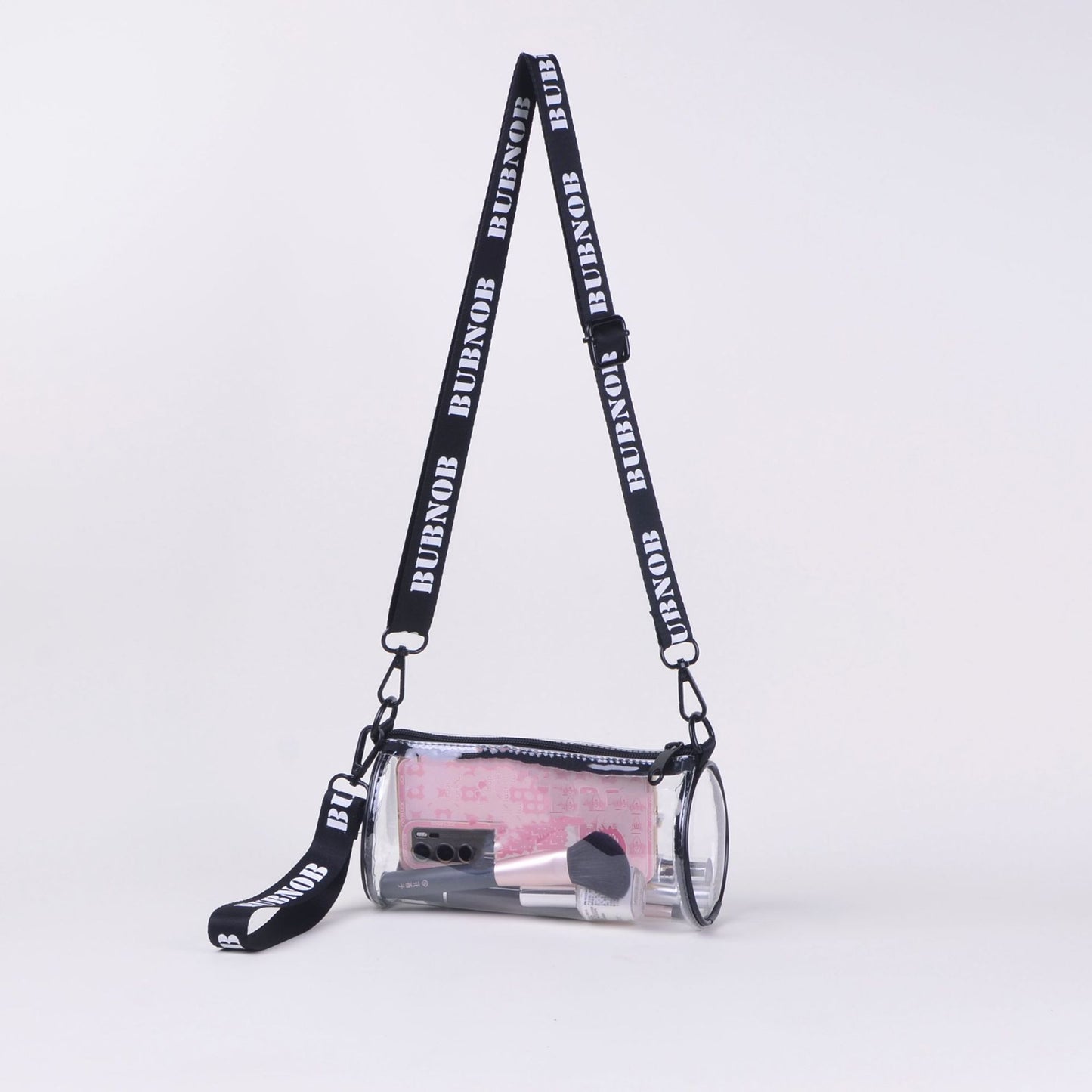 Transparent Cylinder Crossbody Bag 2024 New Fashion Clear Makeup Pouch for Daily Use and Travel