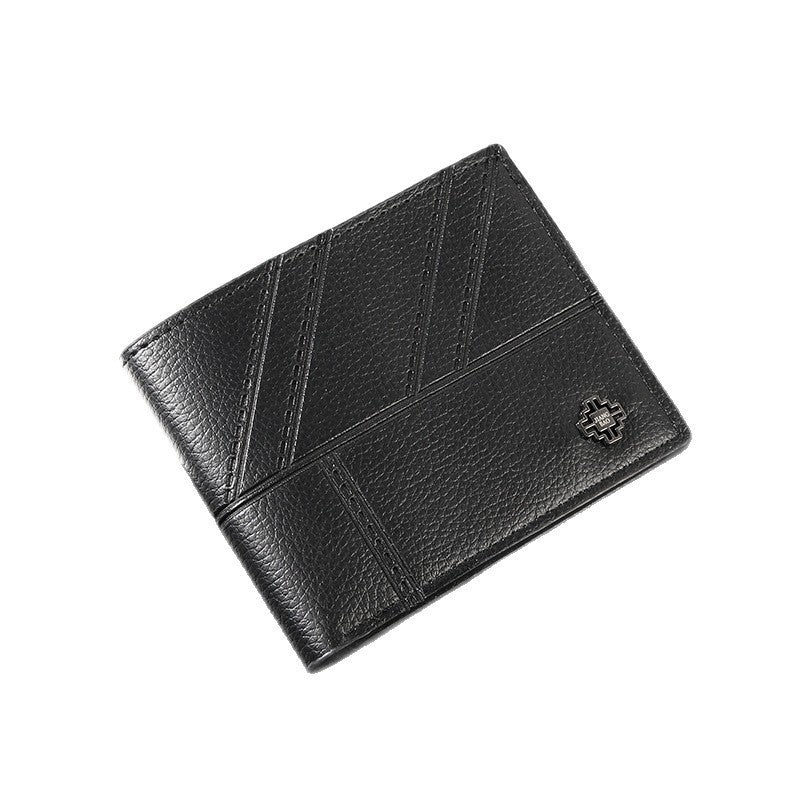 Fashionable Men's Short Wallet with Multi-Card Slots, Soft PU Leather, Stylish Stitching Design for Daily Use
