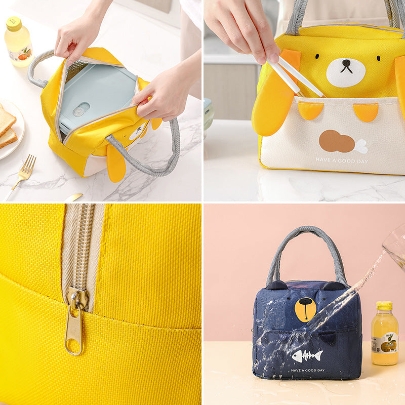 Insulated Bag Canvas Lunch Bag Aluminum Foil Thermal Insulation Thickening Handbag Waterproof Large Capacity Lunch Box Bag Protection