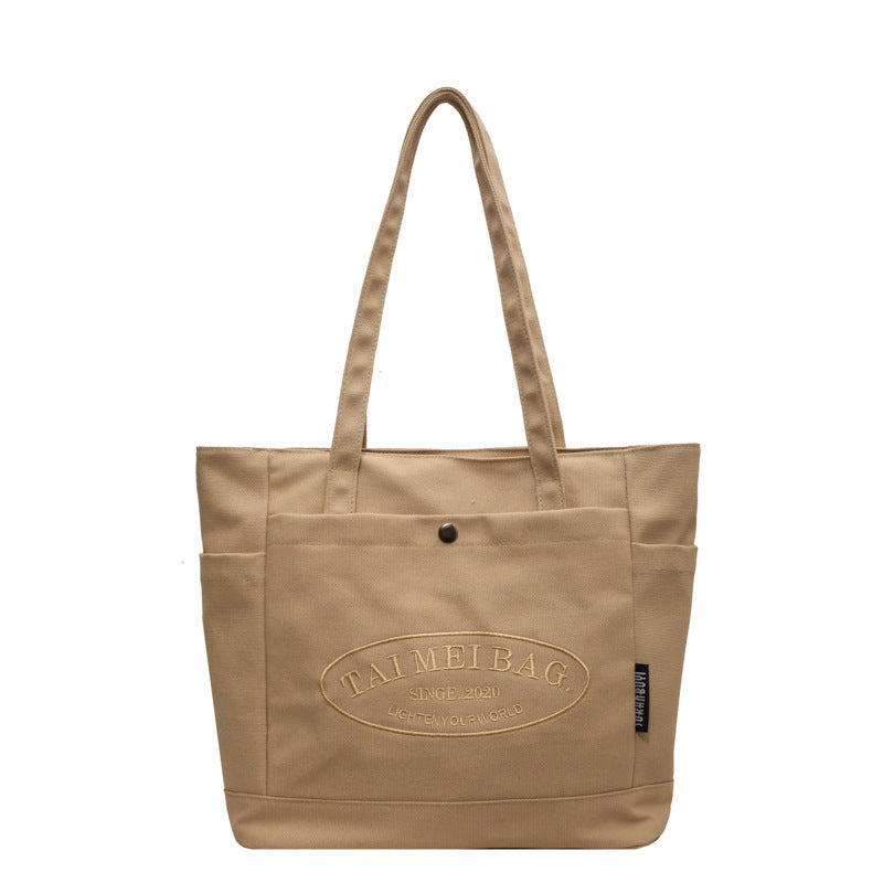 2025 New Fashion Canvas Tote Bag for Women, Large Capacity Casual Shoulder Bag with Letter Logo, Perfect for Daily Commute and College