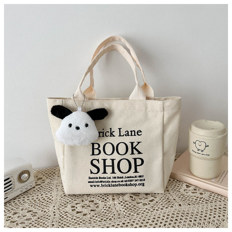 Minimalist Canvas Tote Bag with Book Shop Print for Daily Use and Commuting