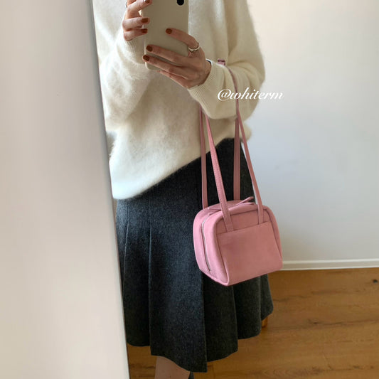 Korean Style Spring New Arrival Minimalist Shoulder Bag Women's Casual Box Shape Crossbody Handbag with Zipper Closure