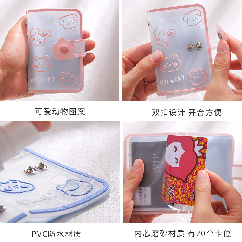 Women's Wallet Transparent Cute Cartoon Animal Card Holder Ultra-Thin Multi-Card-Slot Student Daily Anti-Degaussing Storage Card Holder