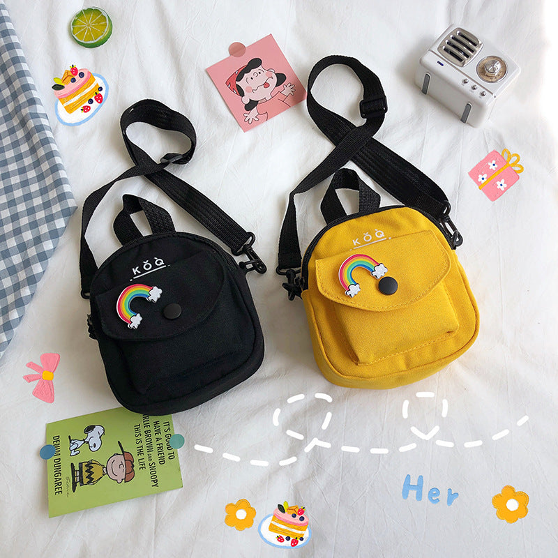 Cute Small Bag Women's New Fashion Versatile Canvas Messenger Bag Korean Casual Shoulder Small Square Bag