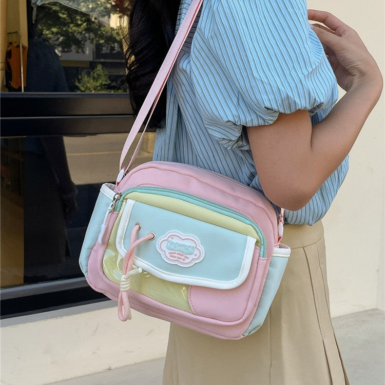 Japanese Cute Contrast Color Messenger Bag Female New Student Everyday Joker Fashion Fresh Shoulder Bag