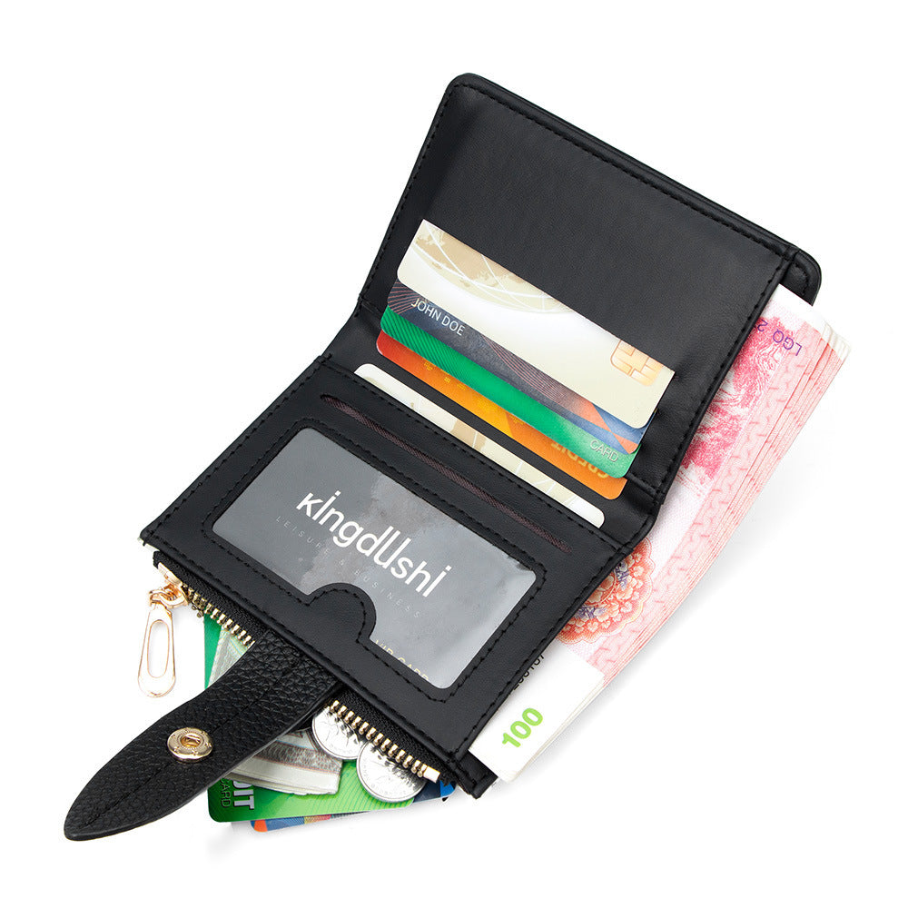 Stylish Compact Women's Wallet with Zipper Coin Pocket and Card Slots, Minimalist Design for Everyday Use