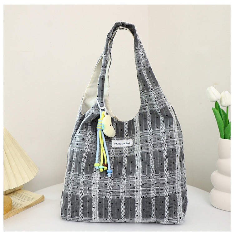 Cute Polka Dot Tote Bag with Fashion Charm and Magnetic Closure for Daily Use